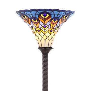 Peacock Tiffany Style 70" Torchiere LED Floor Lamp - JONATHAN Y